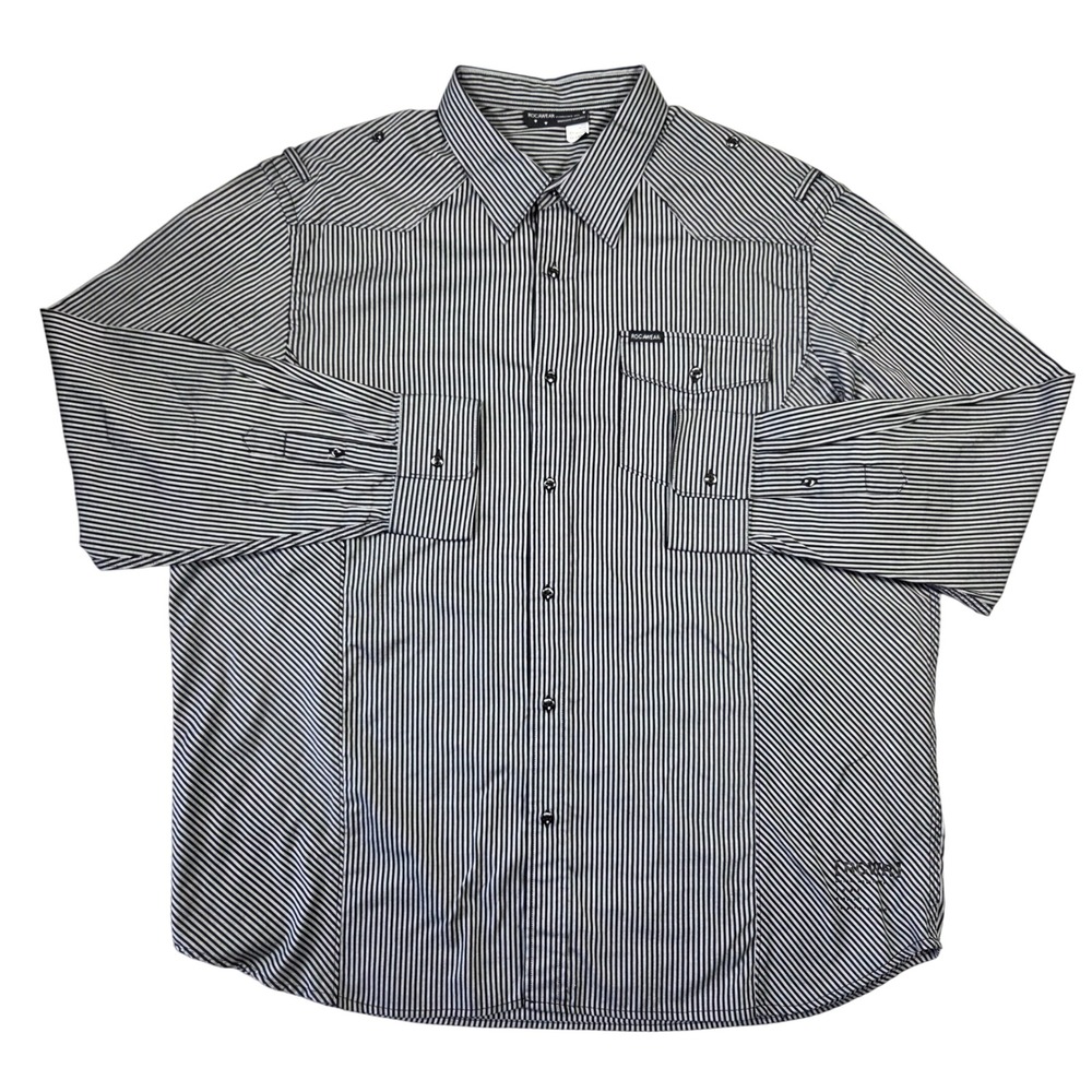 Rocawear Mens Shirt 3XL Pinstripe Y2k Grunge Punk‎ 2000s Skater Baggy Button Up
